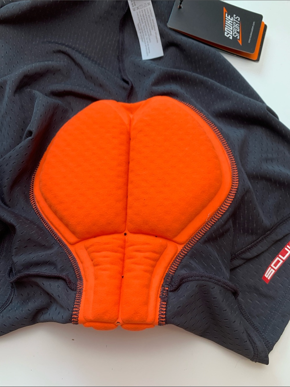 NWT Padded  Black Cycling Shorts with Bright Orange Lining - Picture 6 of 9